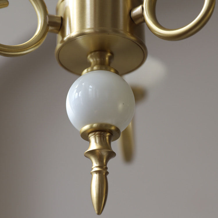 European Light Luxury 3/5-Light All Brass Glass Chandelier