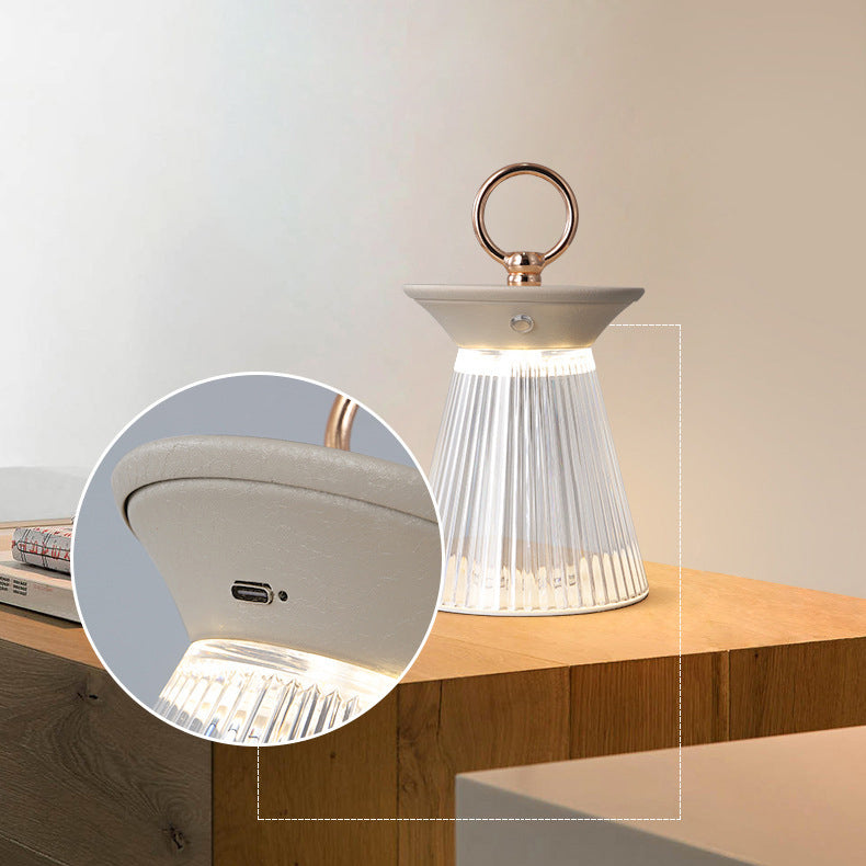 Contemporary Simplicity Iron Acrylic Semi-Conical Portable LED Table Lamp Night Light For Bedroom