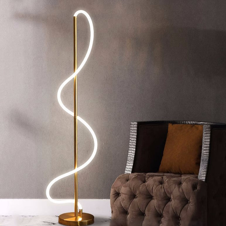 Modern Minimalist Line Iron Silicone LED Standing Floor Lamp For Living Room