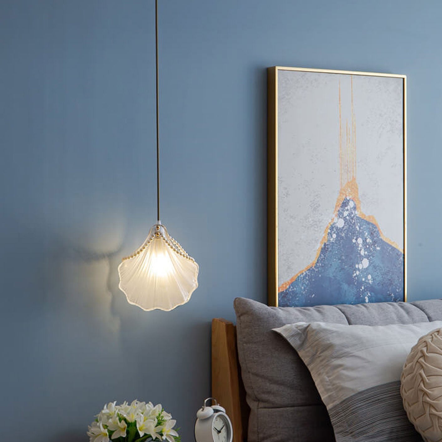 مصباح معلق فاخر من لؤلؤة صدفية من Creative Light مزود بمصباح واحد