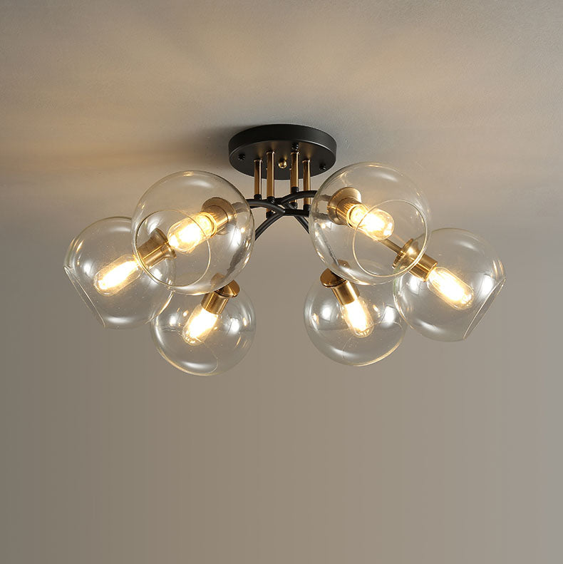 Modern Light Luxury Glass Magic Bean Round 4/6/8 Light Semi-Flush Mount Ceiling Light