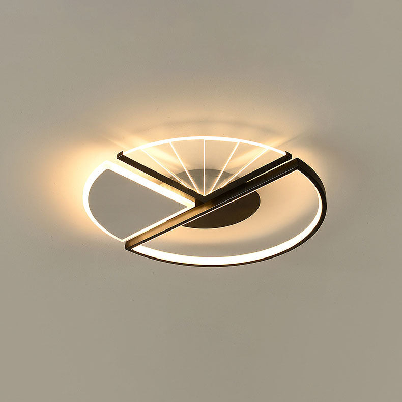 Modern Minimalist Geometric Shapes Black White Iron LED Flush Mount Light
