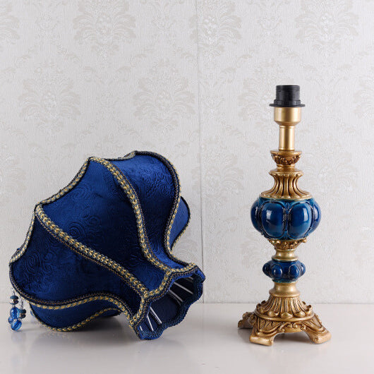 Traditional European Palace Decorative Design Fabric Shade 1-Light Table Lamp For Bedroom