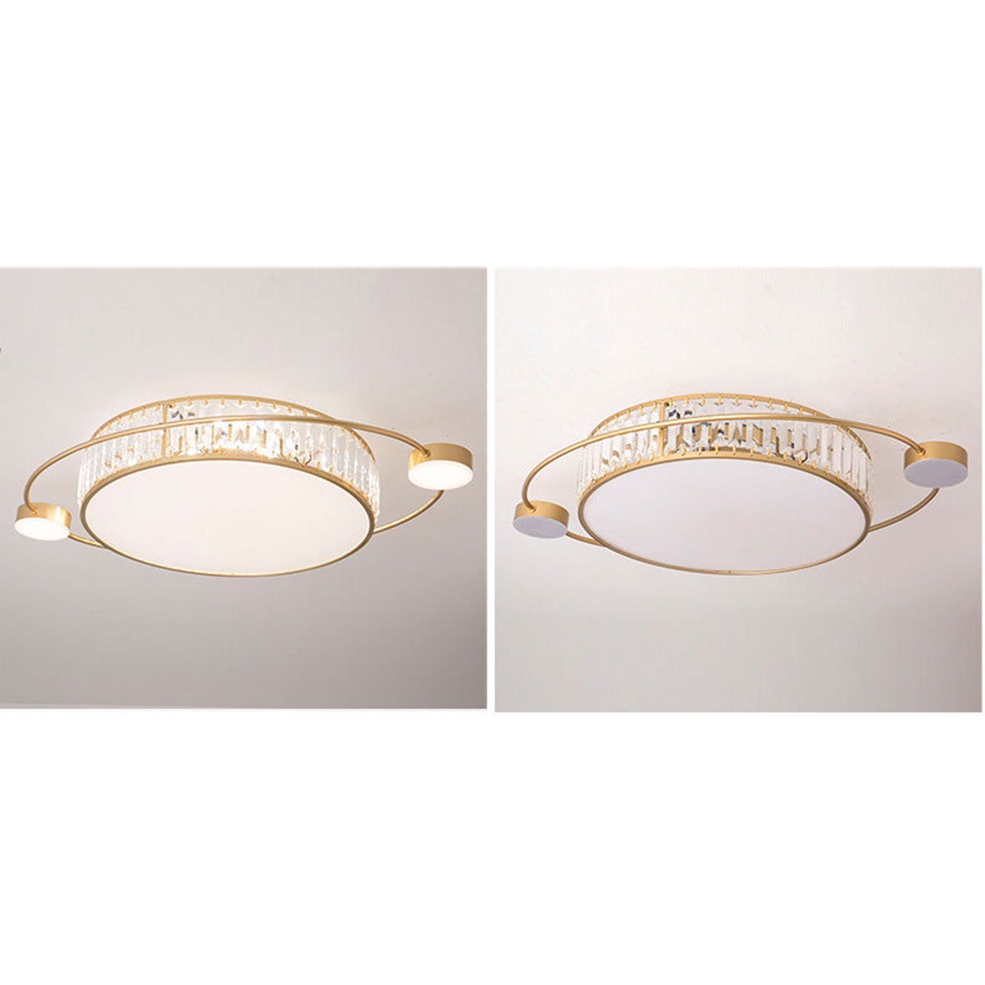 Nordic Luxury Crystal Round Ring Satellite LED Flush Mount Ceiling Light