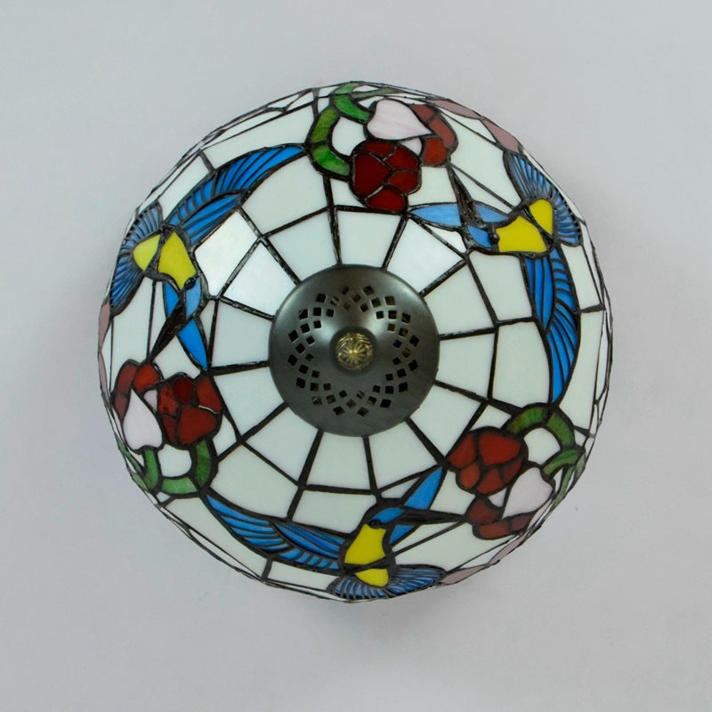 European Rustic Tiffany 2-Light Flush Mount Lighting