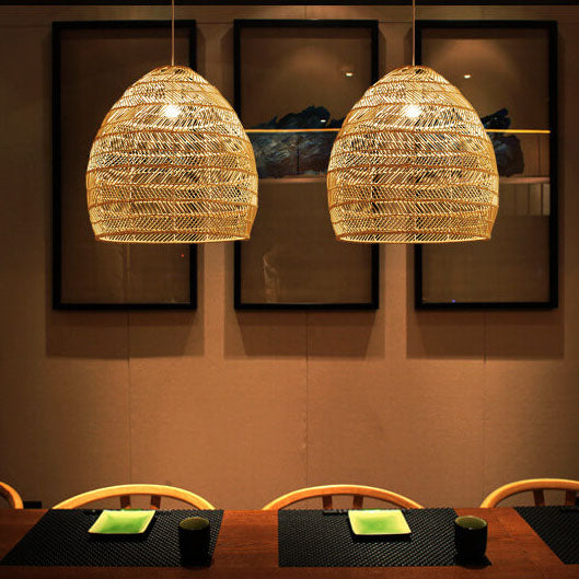 Rattan Weaving 1-Light Dome Pendant Light