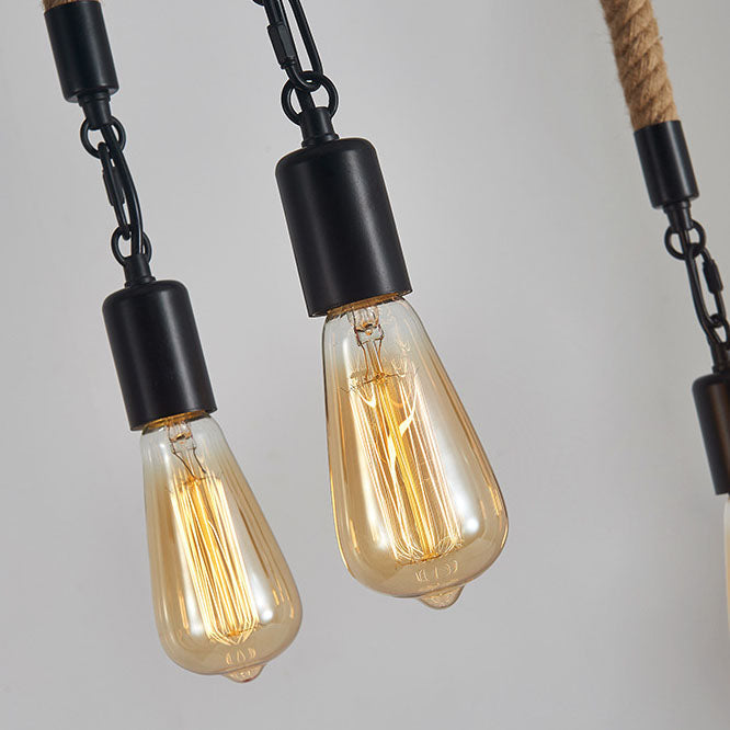 インダストリアル ヴィンテージ ツイーン ウッドストリップ アイアン 10 ライト アイランドライト シャンデリア