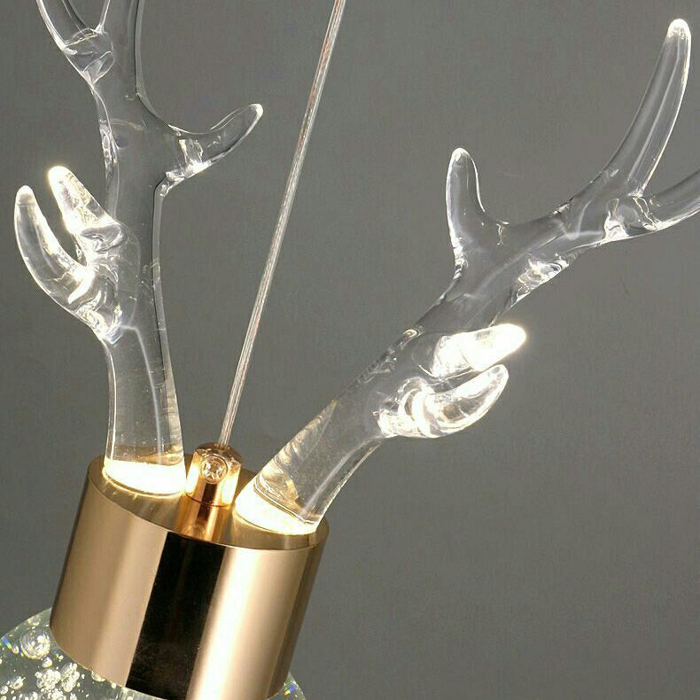 مصباح حائط LED بتصميم عصري إبداعي مصنوع من الأكريليك على شكل قرن الغزال مصنوع من الكريستال لغرفة المعيشة