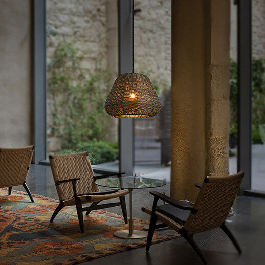 Modern Rattan Vintage Southeast Asian Style 1-Light Pendant Light