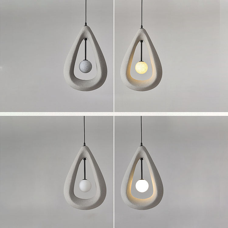 Contemporary Creative Teardrop Orb Iron Resin 1-Light Pendant Light For Dining Room
