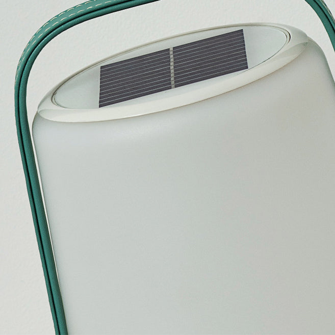 Modern Minimalist Solar Waterproof Leather PE Cylinder Striped Lantern Portable LED Landscape Lighting Outdoor Light For Outdoor Patio