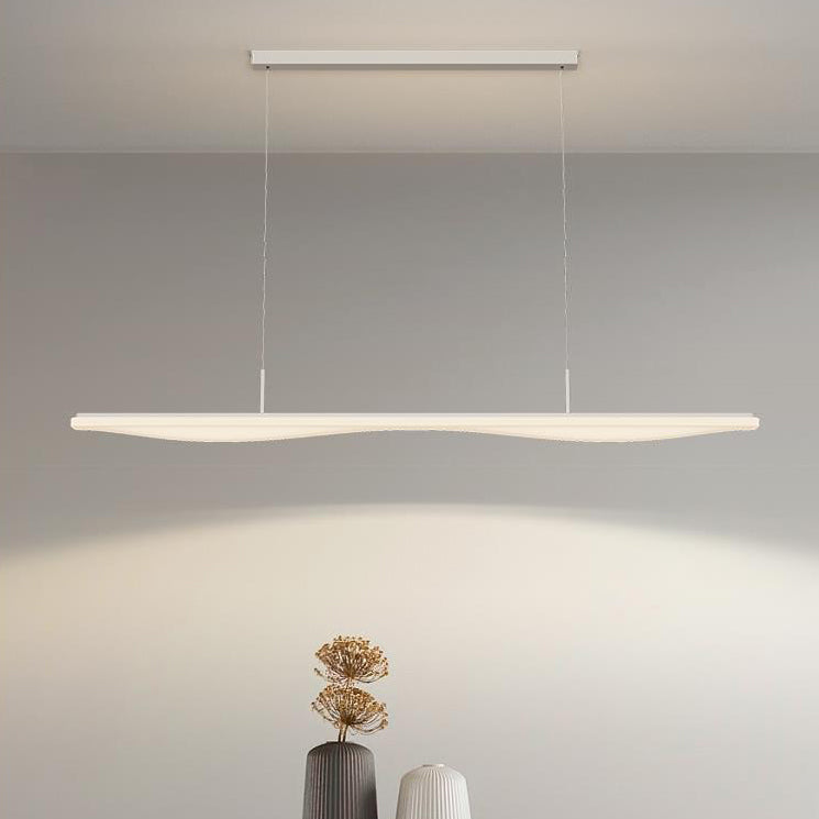 Modern Minimalist Long Iron Rolled Plastic LED Island Light Pendant Light For Dining Room