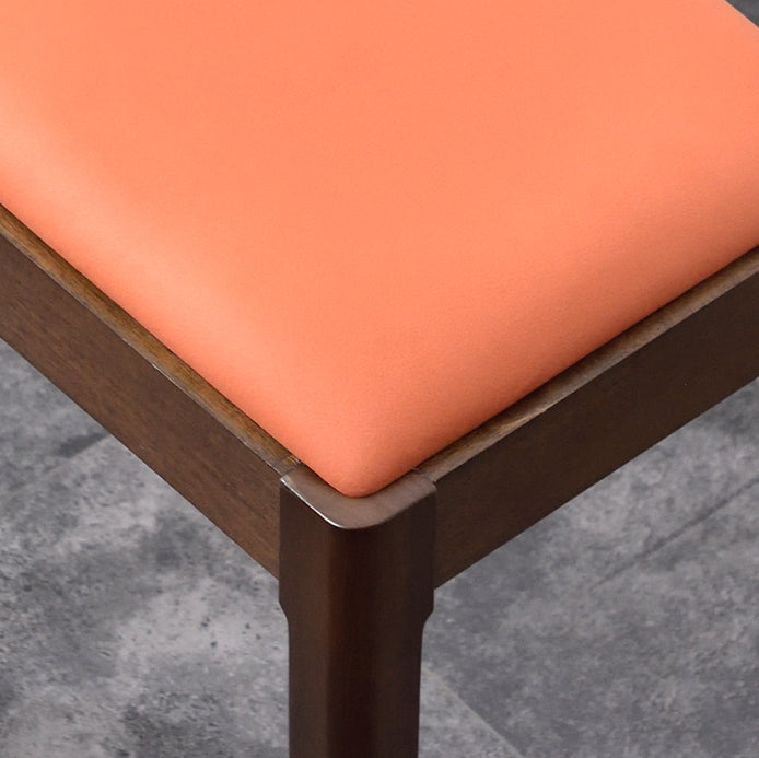 Modern Minimalist Rectangular Solid Wood Faux Leather Vanity Stool For Bedroom