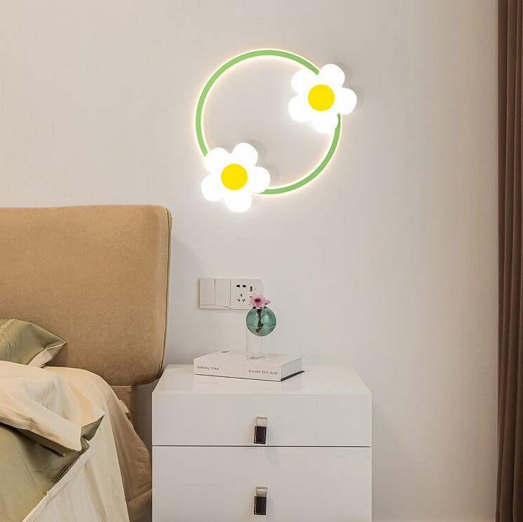 مصباح حائط LED بتصميم دوار الشمس من الأكريليك بتصميم عصري بسيط من الحديد