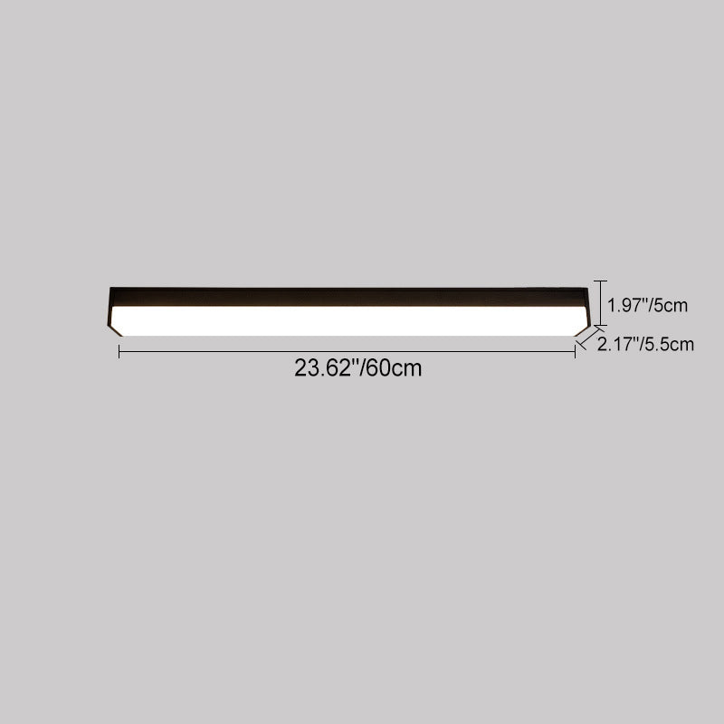 Modern Minimalist Long Rectangle Aluminum PC LED Flush Mount Ceiling Light For Outdoor Patio
