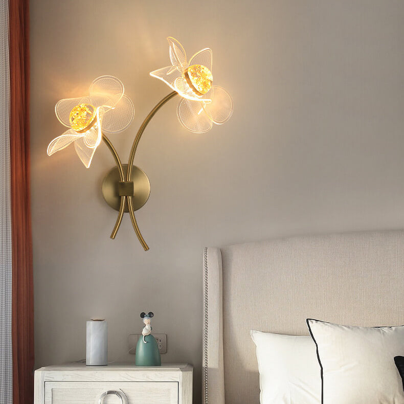 European Creative Lotus Flowers Acrylic LED Wall Sconce Lamp