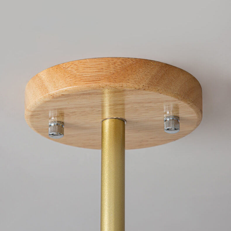 モダンミニマリストオーブラバーウッドガラス4/6ライトアイランドライトシャンデリア