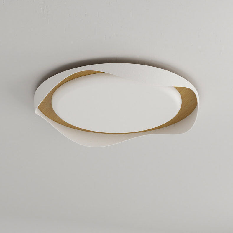 Modern Creative Round Ripple Pure White Iron Acrylic LED Flush Mount Light