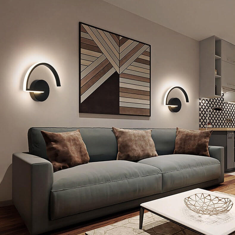 Modern Creative Half Round Iron LED Wall Sconce Lamp