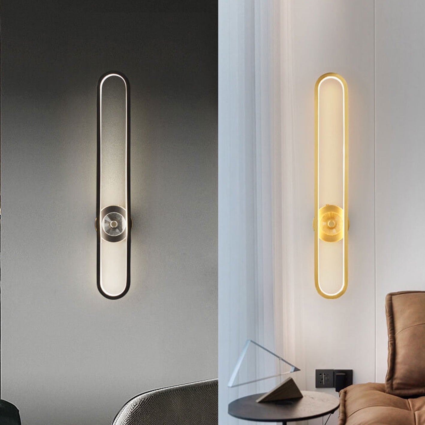مصباح حائط LED فاخر من Nordic Light مزود بحلقة طويلة من النحاس بالكامل