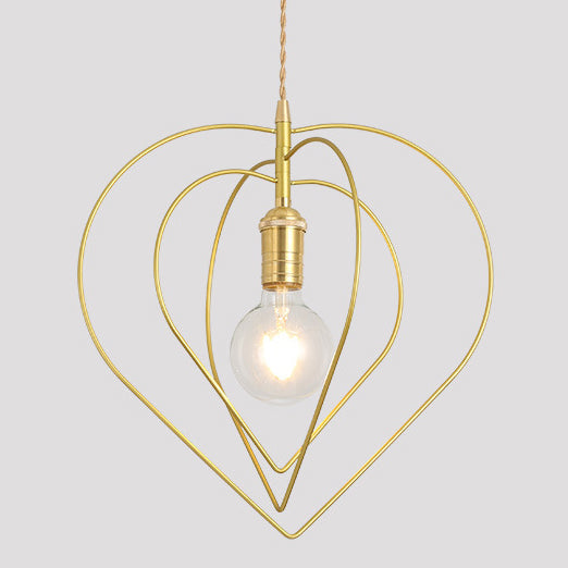 Industrial Creative Golden Heart & Pentagram Iron 1-Light Pendant Light