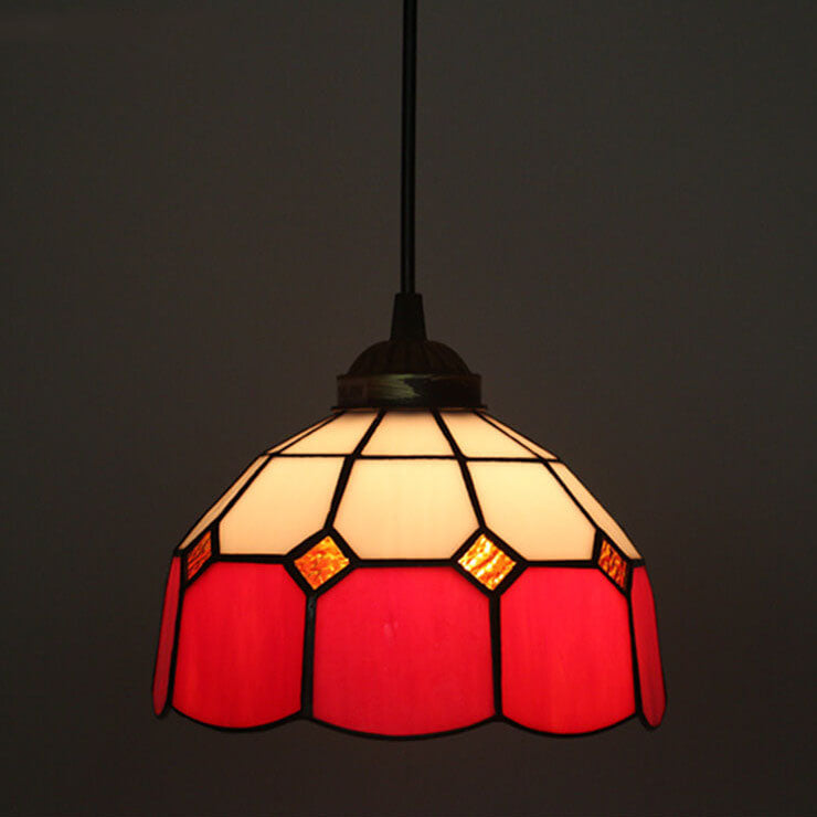 Tiffany Stained Glass Dome Shade European 1-Light Pendant Light