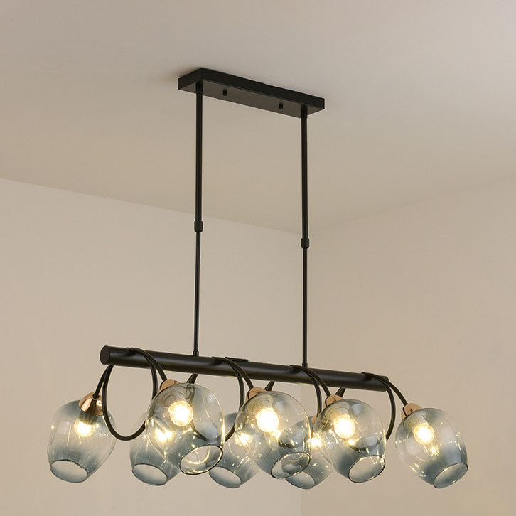 Nordic Light Luxury Gradient Glass Linear 6/8/10 Light Island Light Chandelier