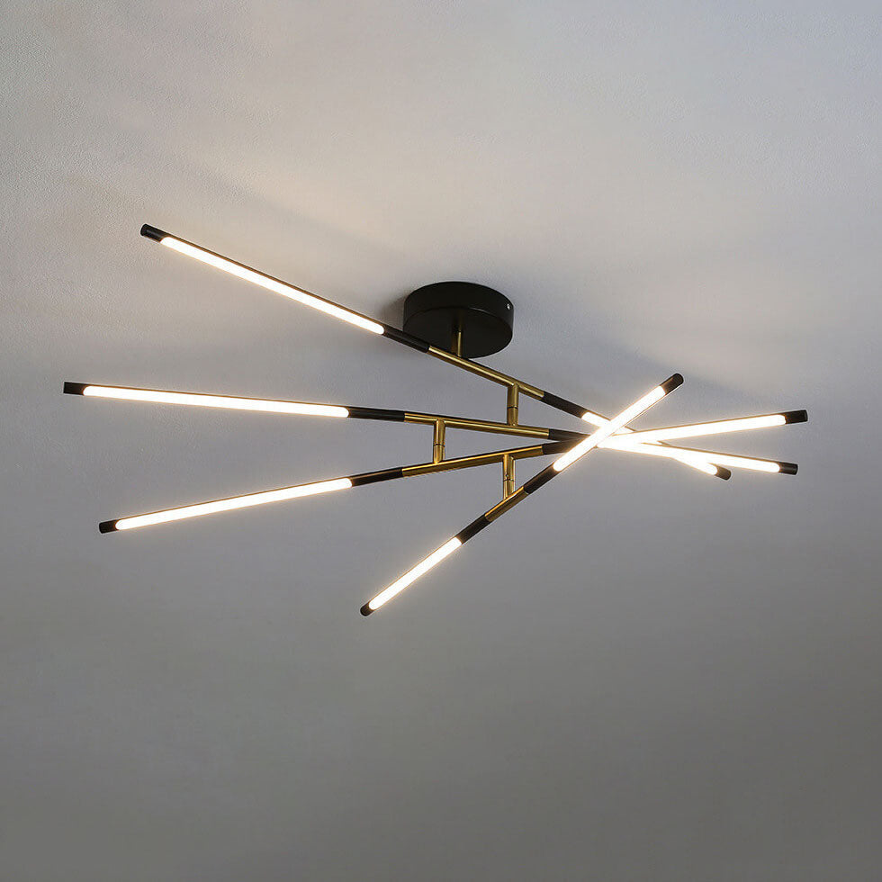 Nordic Creative Iron Geometric Line Combination LED Semi-Flush Mount Ceiling Light