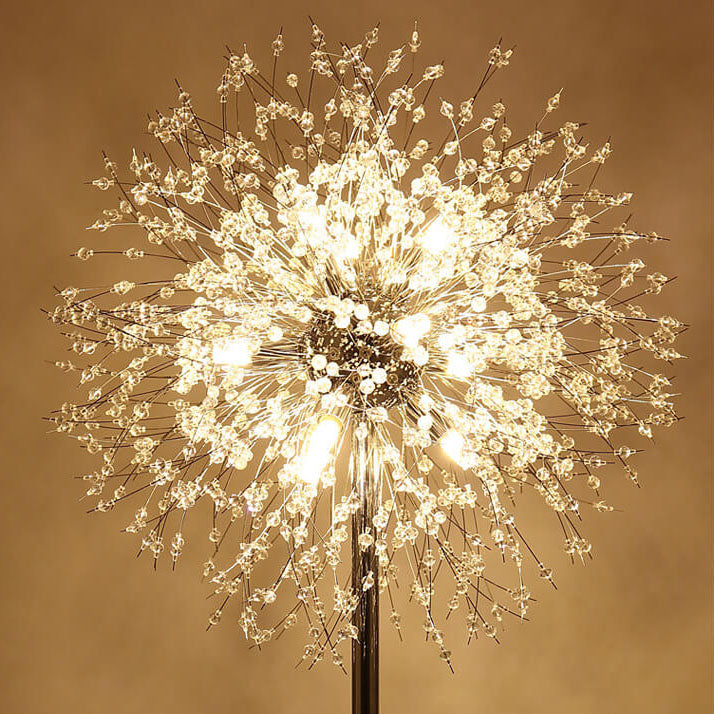 Modern Creative Dandelion Shade Crystal Aluminum Marble Base 8/9-Light Standing Floor Lamp