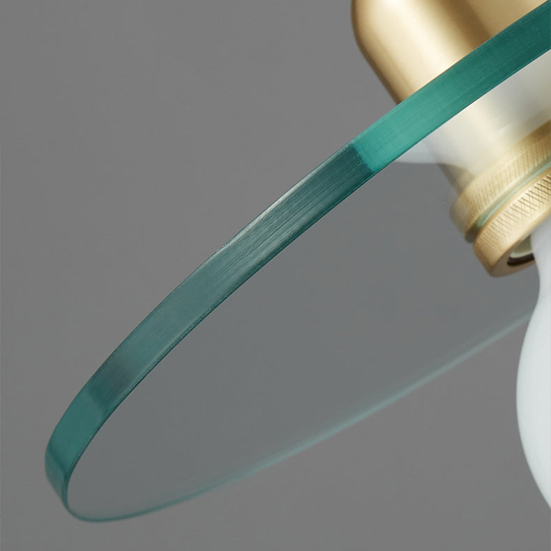 Contemporary Scandinavian Glass Round Disc Copper Lamp Head 1-Light Pendant Light For Dining Room