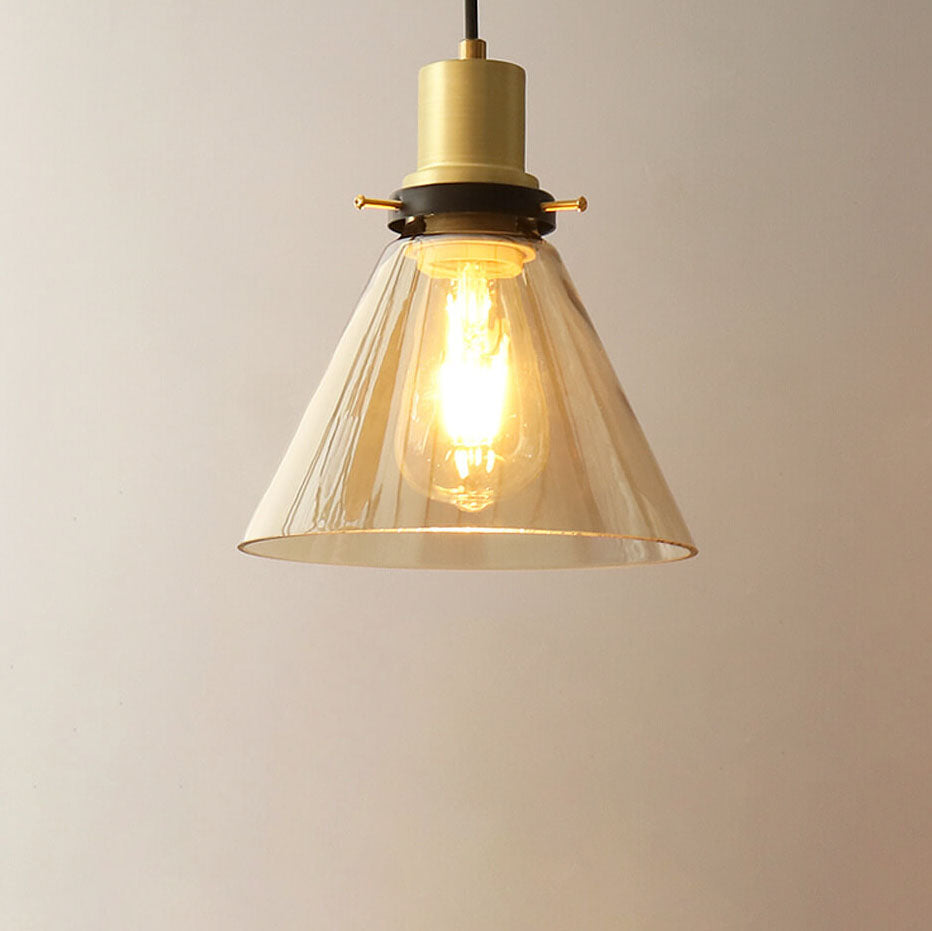 Vintage Minimalist Semi-Circular Cone Cup Iron Glass 1-Light Pendant Light
