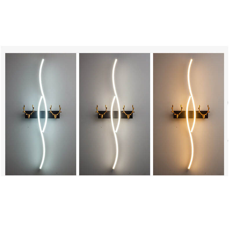 مصباح حائط LED من Nordic Light بتصميم شريطي فاخر منحني على شكل قرن الوعل