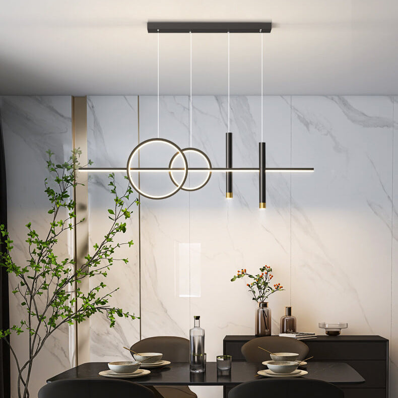 ثريا جزيرة LED مصنوعة من شريط سيليكون حديدي بتصميم عصري بسيط لغرفة الطعام