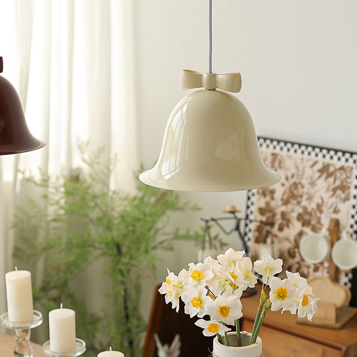 Modern Minimalist Bow Bells Iron 1-Light Pendant Light For Bedroom