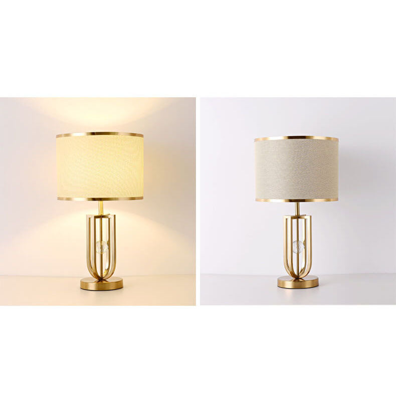 Modern Minimalist Imitation Copper Cloth 1-Light Table Lamp