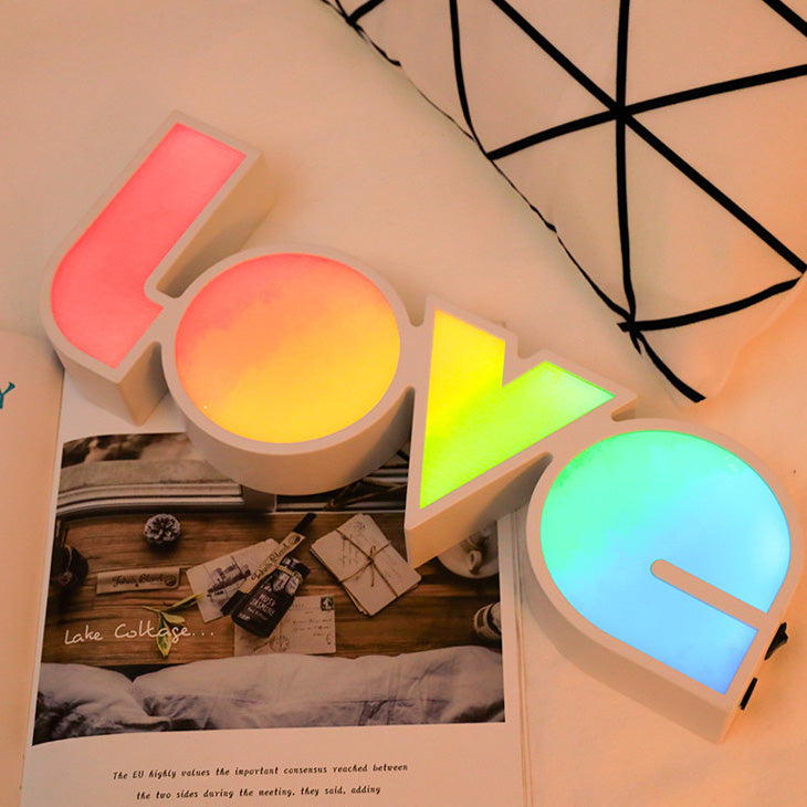 Modern Art Deco Waterproof PS LOVE Letter LED Table Lamp For Bedroom