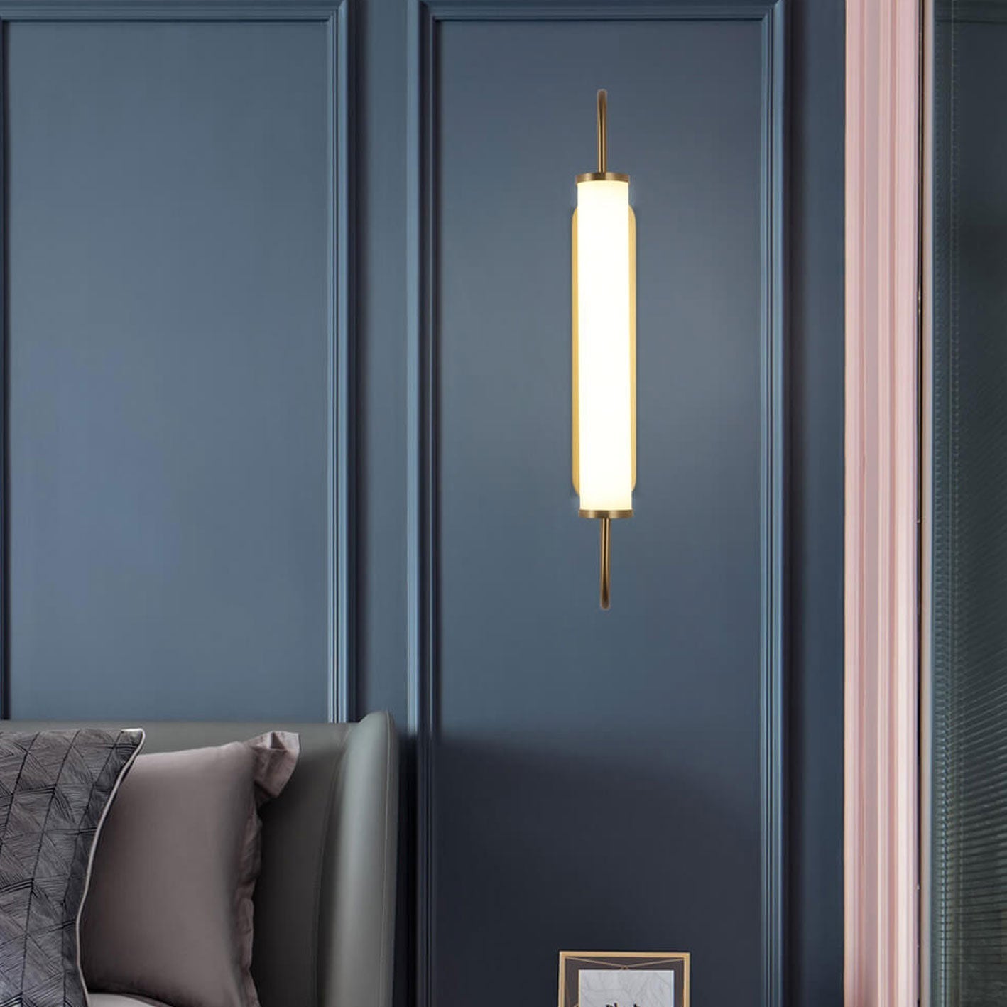 Modern Light Luxury Column Curved Arm LED Wall Sconce Lamp