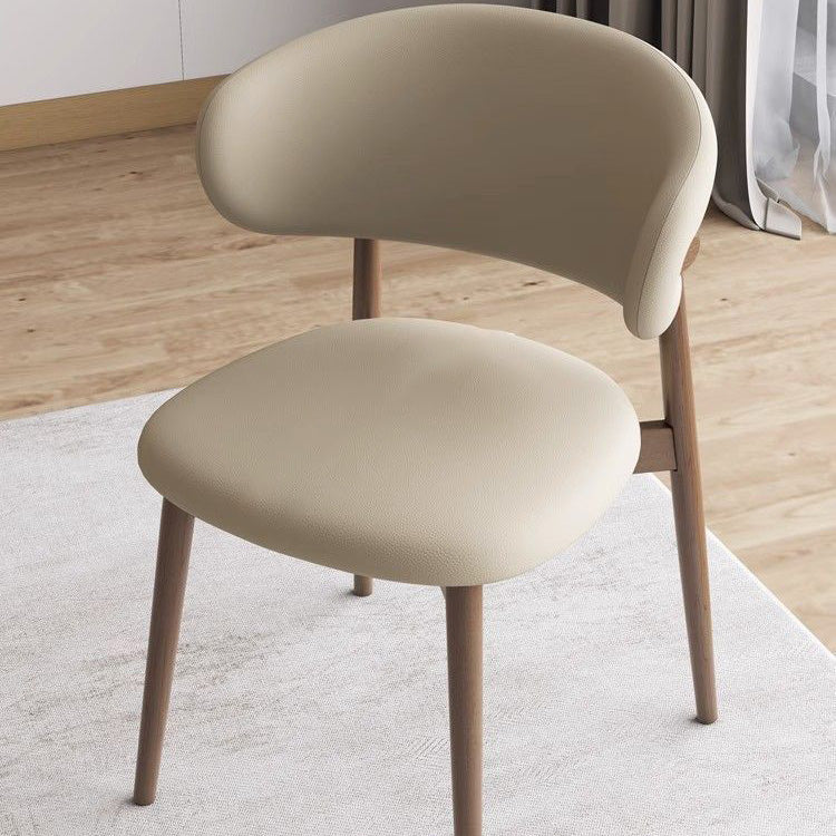 Contemporary Nordic Square Nappa Leather Metal Frame Dining Chair Backrest Armless For Dining Room