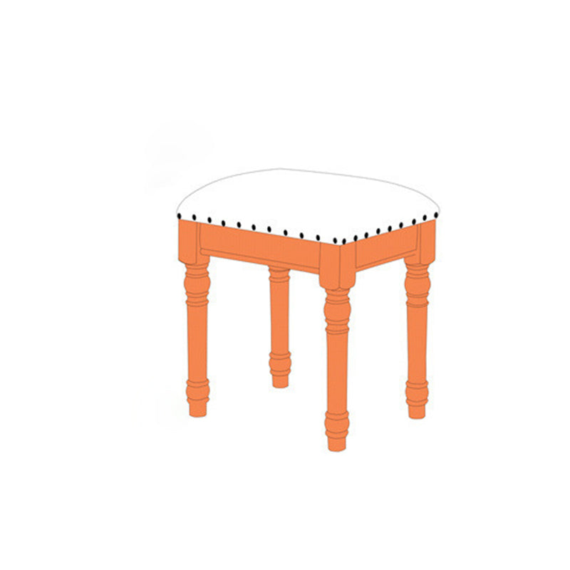 Contemporary Scandinavian Square Linen Faux Leather Solid Wood Vanity Stool Backless Armless For Bedroom
