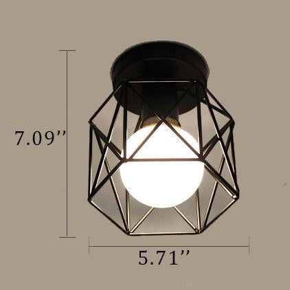 Wrought Iron 1-Light Birdcage Shade Semi-Flush Mount Lighting