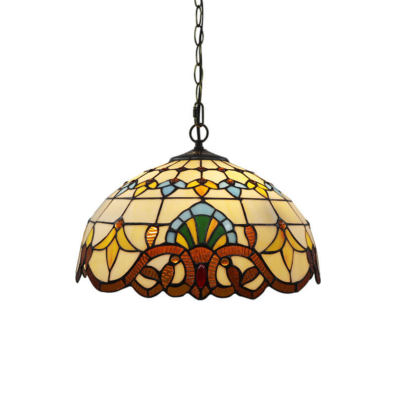Tiffany Stained Glass 1-Light Bowl Shape Pendant Light