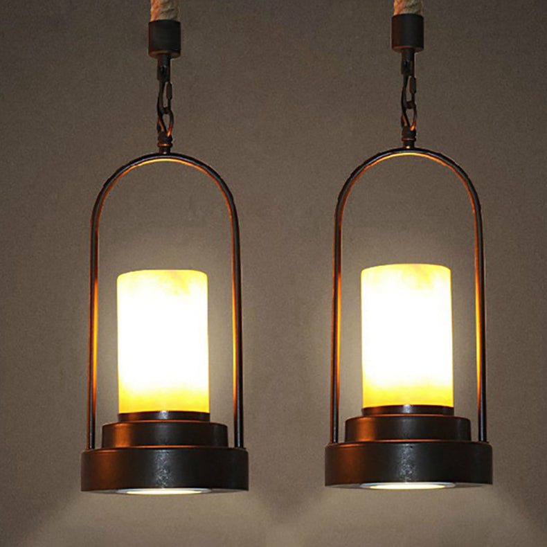 Vintage Industrial Candle 1-Light Hemp Wire LED Pendant Light