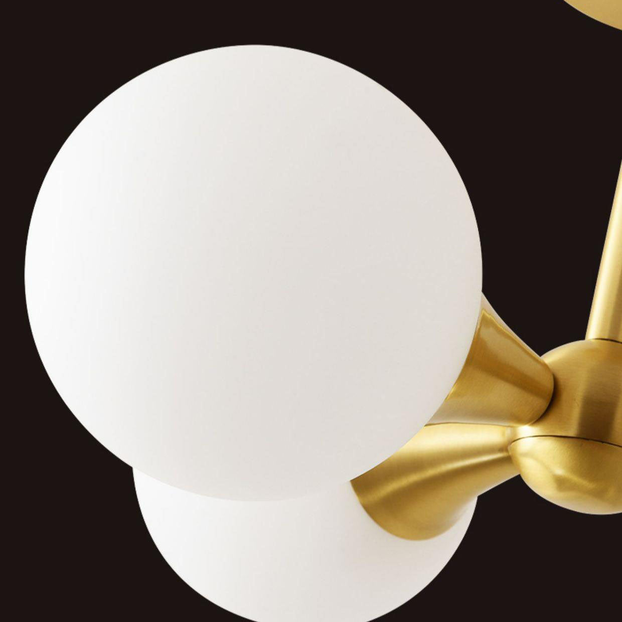 Modern Mid-Century Gold Finish Frame Glass Globe Ball 4-Light Chandelier For Living Room