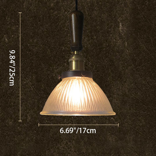 Retro Industrial Water Ripple Glass Bowl Shade 1-Light Pendant Light