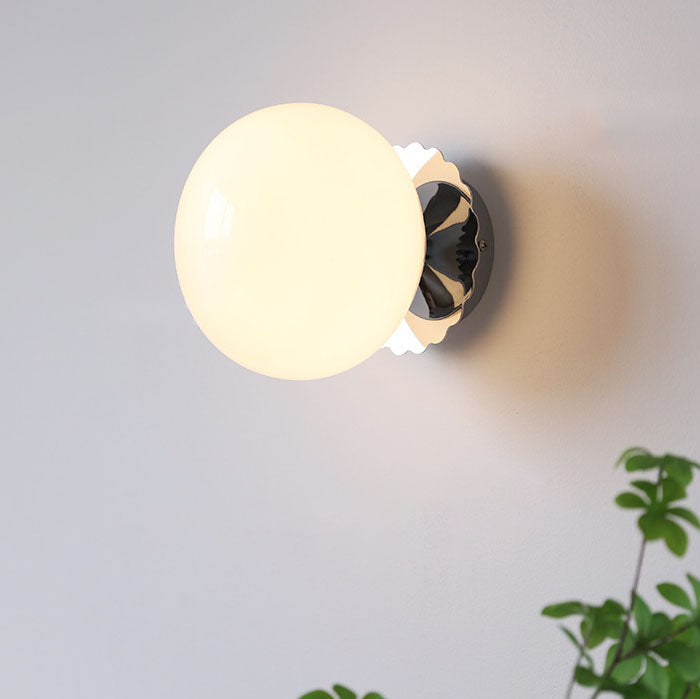 Modern Vintage Minimalist Iron Glass Round Head 1-Light Wall Sconce Lamp