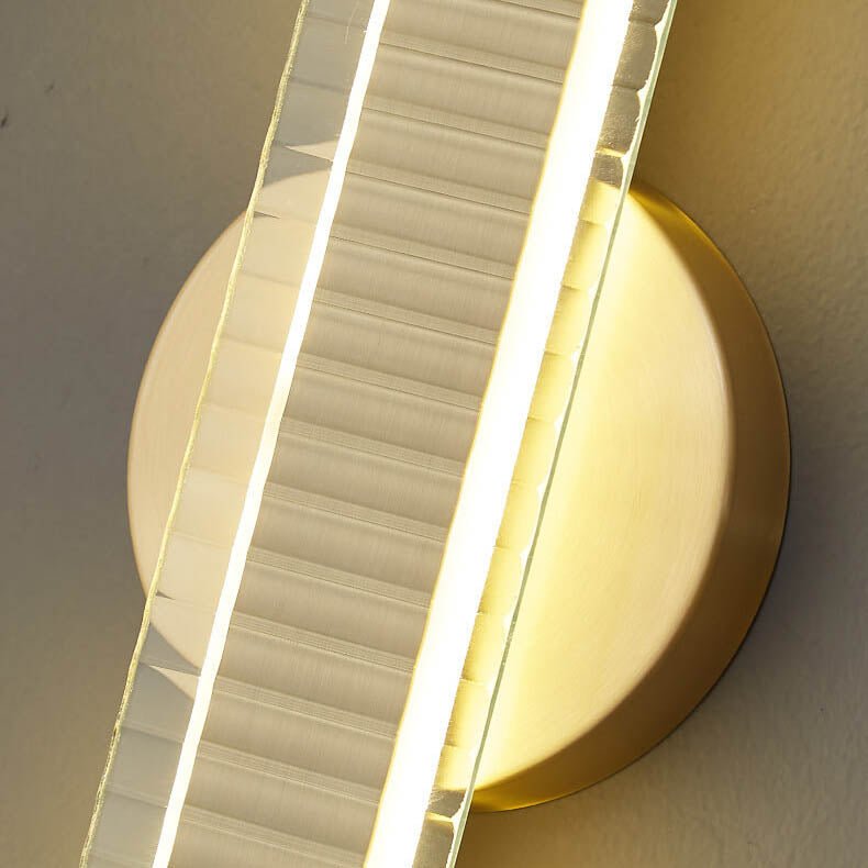 Modern Luxury Long Strip Copper Glass LED Wall Sconce Lamp
