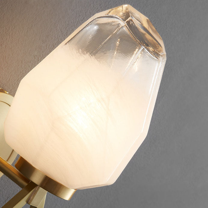 Modern Luxury Brass Geometrical Glass Shade 1-Light Wall Sconce Lamp For Bedroom
