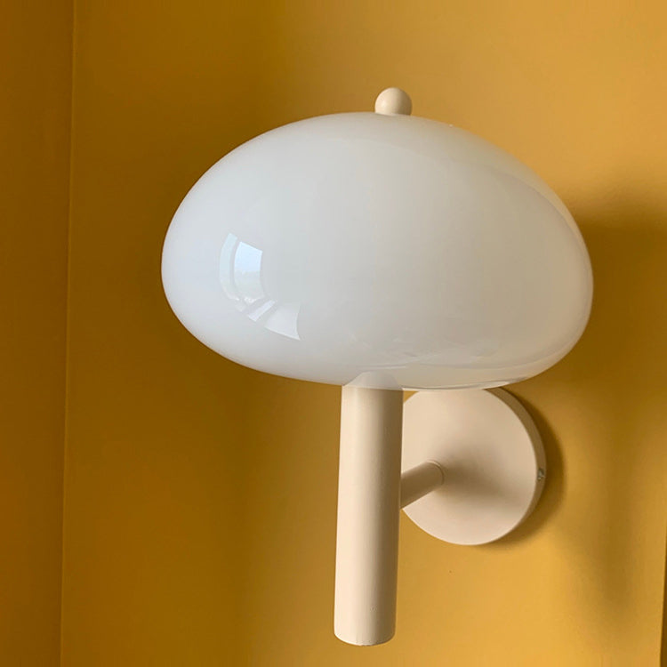 Modern Simplicity Iron Glass Mushroom Round 1-Light Wall Sconce Lamp For Bedside