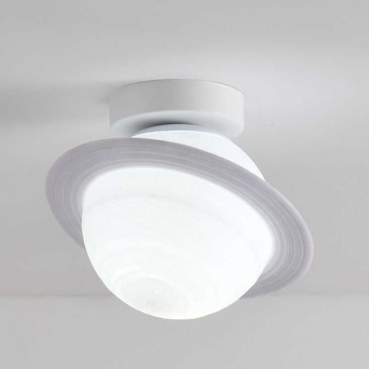 Nordic Creative Moon Planet Iron Art 1-Light Semi-Flush Mount Light