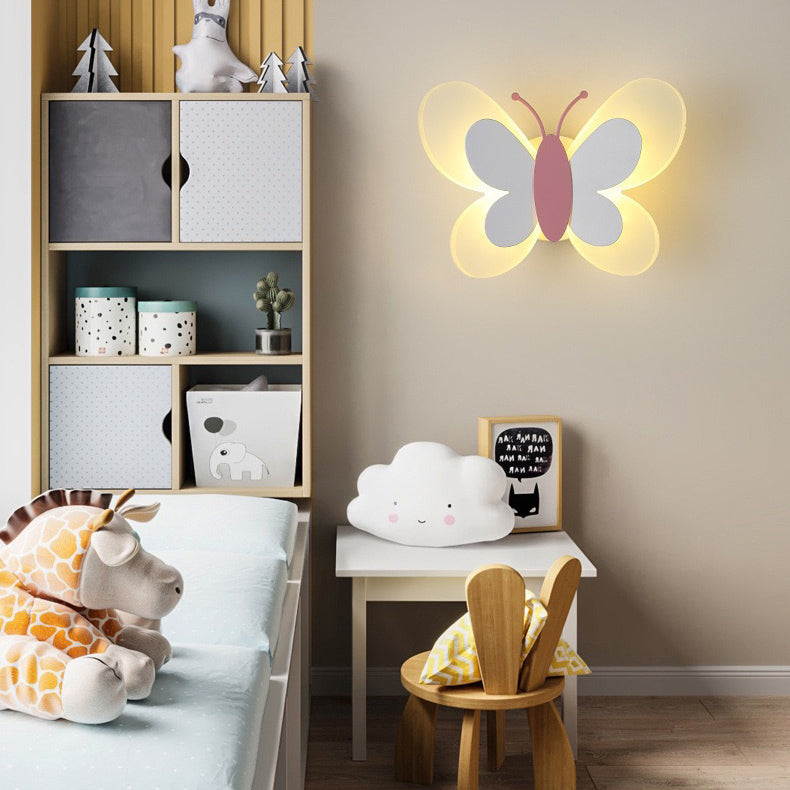 مصباح حائط LED حديدي بتصميم فراشة أكريليك معاصر إبداعي لغرفة النوم